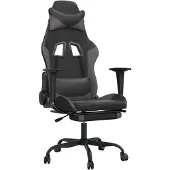 vidaXL Chaise de jeu avec repose-pieds Noir et gris Similicuir