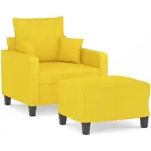 vidaXL Fauteuil avec pouf jaune clair 60 cm Tissu