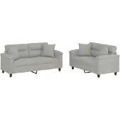 vidaXL Ensemble de canapés 2 pièces avec coussins gris clair tissu microfibre