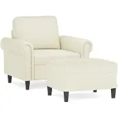 vidaXL Fauteuil avec pouf Crème 60 cm Velours
