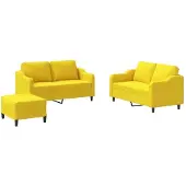 vidaXL Ensemble de canapés 3 pièces avec coussins Tissu jaune clair