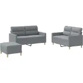 vidaXL Ensemble de canapés 3 pièces avec coussins Tissu gris clair