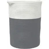 vidaXL Panier de rangement gris et blanc Ø49x65 cm coton