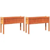 vidaXL Jardinières 2 pcs avec pieds cire marron bois de pin massif