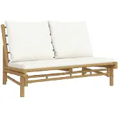 vidaXL Banc de jardin avec coussins blanc crème en bambou