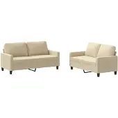 vidaXL Ensemble de canapés 2 pièces avec coussins Crème Tissu