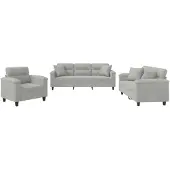 vidaXL Ensemble de canapés 3 pièces avec coussins gris clair tissu microfibre