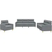 vidaXL Ensemble de canapés 3 pièces avec coussins Tissu gris clair