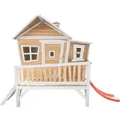 Axi Emma Maison Enfant Avec Toboggan Rouge | Aire De Jeux Pour L'Extérieur En Marron & Blanc | Maisonnette / Cabane De Jeu En Bois