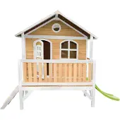 Axi Stef Maison Enfant Avec Toboggan Vert Clair | Aire De Jeux Pour L'Extérieur En Marron & Blanc | Maisonnette / Cabane De Jeu En Bois