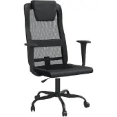 vidaXL Chaise de bureau Réglable en hauteur Noir Résille et similicuir