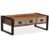 vidaXL Table basse avec 3 tiroirs en vieux bois massif 100x50x35 cm