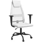 vidaXL Chaise de bureau , réglable en hauteur, blanche, en tissu maillé et similicuir
