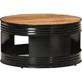 vidaXL Table basse noire 68x68x36 cm acacia massif