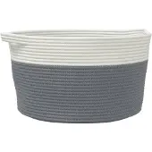 vidaXL Panier de rangement gris et blanc Ø40x25 cm coton