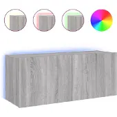 vidaXL Armoire TV murale avec lampes LED Gris Sonoma 100x35x41 cm
