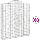 vidaXL Gabions avec arc surélevé 8 pcs. 200x30x220/240cm Fer galvanisé