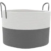 vidaXL Panier de rangement gris et blanc Ø51x33 cm coton