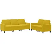 vidaXL Ensemble de canapés 2 pièces avec coussins Velours jaune