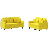 vidaXL Ensemble de canapés 2 pièces avec coussins Tissu jaune clair