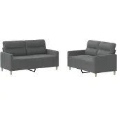 vidaXL Ensemble de canapés 2 pièces avec coussins Tissu gris foncé
