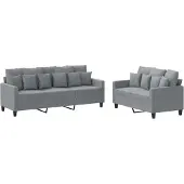 vidaXL Ensemble de canapés 2 pièces avec coussins Tissu gris clair