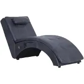 vidaXL Chaise longue de massage avec coussin Gris aspect daim