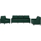 vidaXL Ensemble de canapés 3 pièces avec coussins vert foncé velours