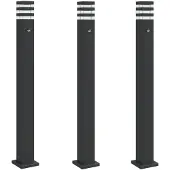 vidaXL Lampes de chemin avec détecteur de mouvement 3 pcs. noir 110cm aluminium