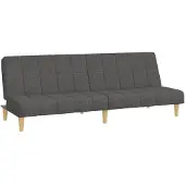 vidaXL Canapé-lit à 2 places gris foncé tissu