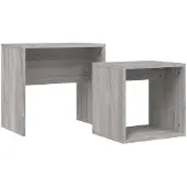 vidaXL Tables d'ensemble 2 pcs. Gris Sonoma Matériau dérivé du bois