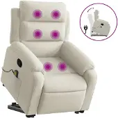 vidaXL Fauteuil de massage avec releveur Crème Velours