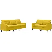 vidaXL Ensemble de canapés 2 pièces avec coussins Velours jaune