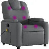 vidaXL Fauteuil de massage Gris Similicuir