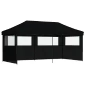 vidaXL Tente de réception pliable Pop-Up avec 3 parties latérales Noir