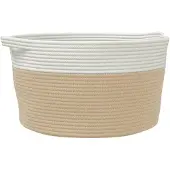 vidaXL Panier de rangement beige et blanc Ø40x25 cm coton