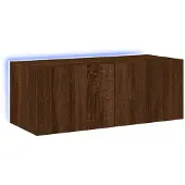 vidaXL Armoire TV murale avec lampes LED brun aspect chêne 80x35x31 cm