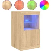 vidaXL Armoire d'appoint avec lampes LED Chêne Sonoma Matériau dérivé du bois