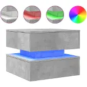 vidaXL Table basse avec lampes LED gris béton 50x50x40 cm