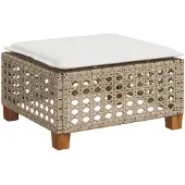 vidaXL Tabouret de jardin et coussin beige 63,5x56x32cm résine tressée
