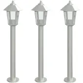 vidaXL Lampes de chemin 3 pcs. argent 80 cm acier inoxydable