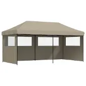 vidaXL Tente de réception pliable Pop-Up avec 3 panneaux latéraux Taupe
