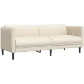 vidaXL Canapé 3 places Crème Tissu