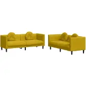 vidaXL Ensemble de canapés 2 pièces avec coussins Velours jaune