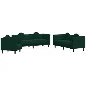 vidaXL Ensemble de canapés 3 pièces avec coussins vert foncé velours