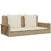 vidaXL Banc suspendu avec coussins Beige 119x56x48 cm Poly rotin