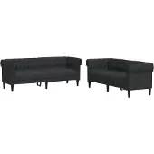 vidaXL Ensemble de canapés 2 pièces noir tissu