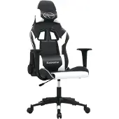 vidaXL Chaise de jeu avec fonction de massage Noir et blanc similicuir
