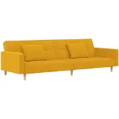 vidaXL Canapé-lit 2 places avec 2 coussins Tissu jaune