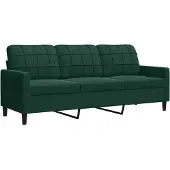 vidaXL Canapé à 3 places Vert foncé 180 cm Velours